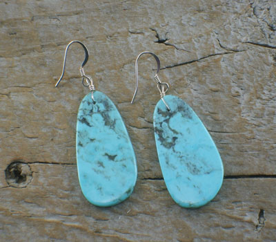 Native American Turquoise Slab Earrings